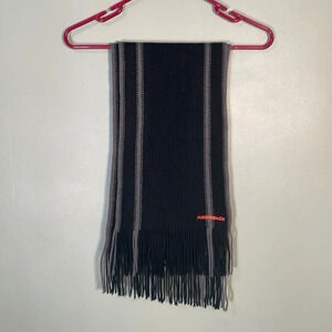 Hawke & Co Fringe Scarf Black Grey Stripe